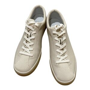 Rothys The RS01 Sneaker Sand White Knit Lace Up Low Top Shoes Womens 9.5